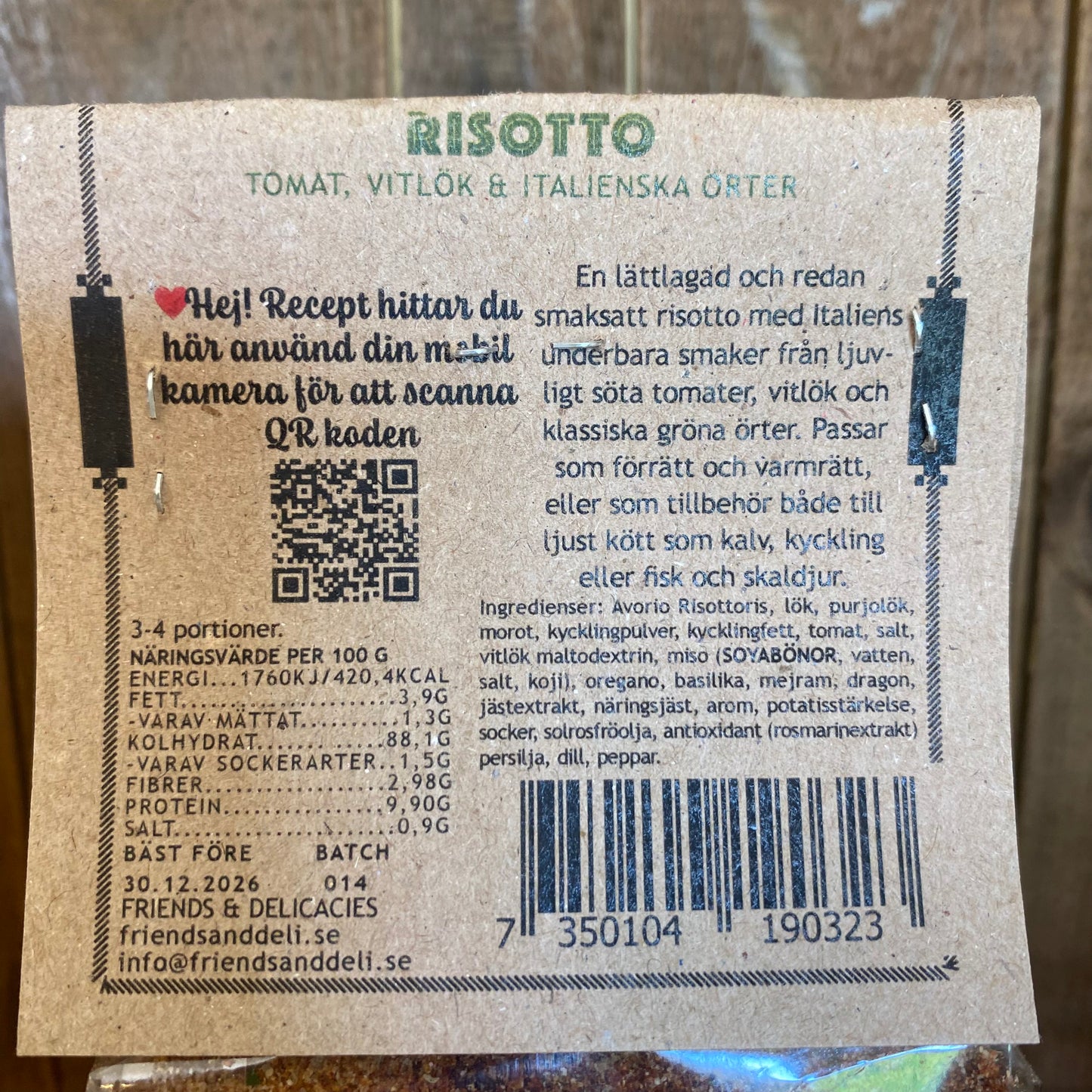 Risotto med Tomat, Vitlök & Italienska Örter - Friends & Deli